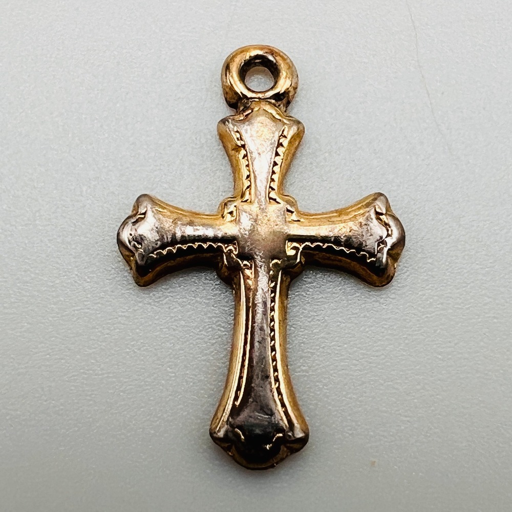 Creed Cross Pendant Gold Tone Religious Charm Small Vintage Faith Christian